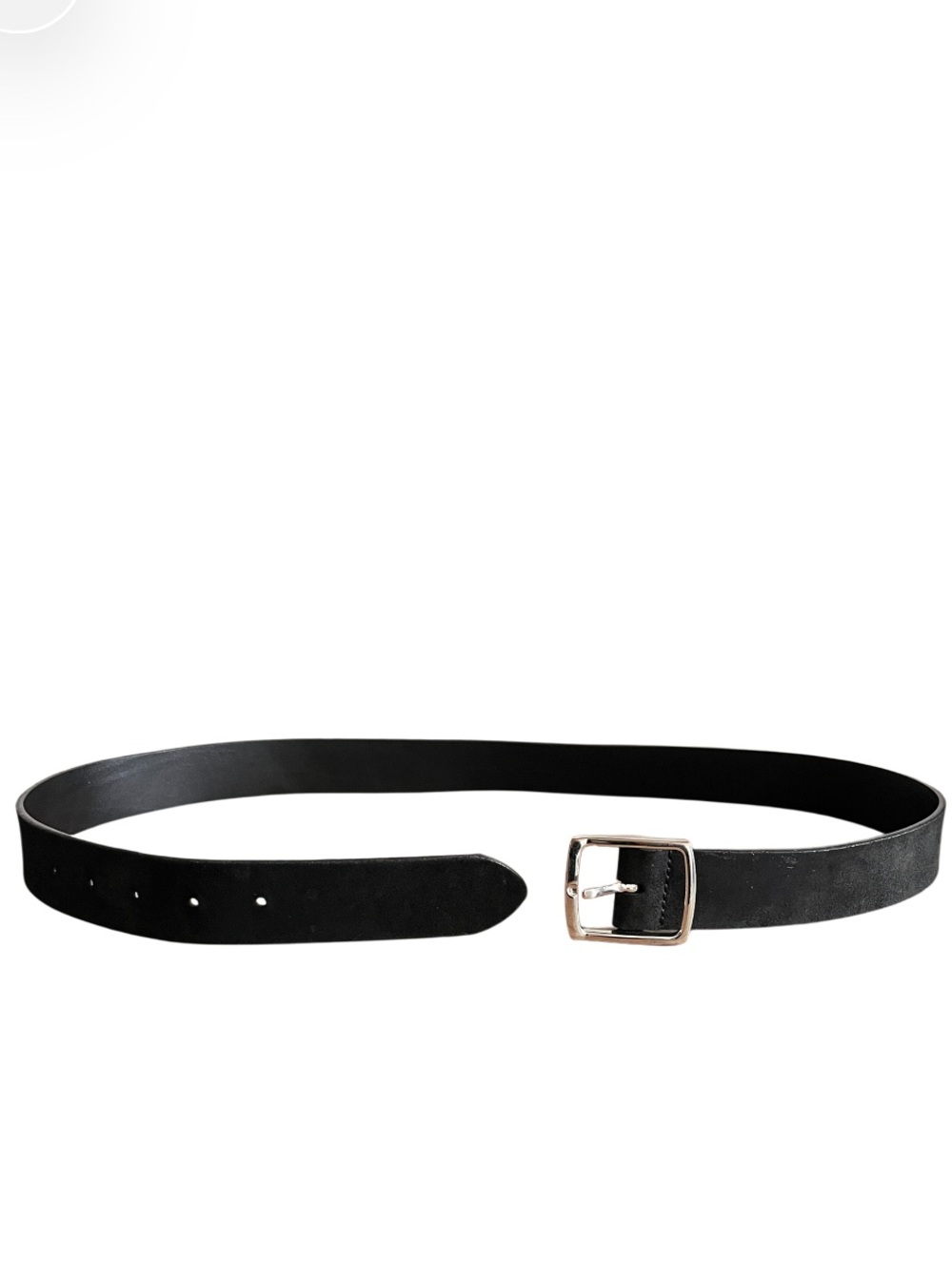 Massimo Dutti Black Suede Belt with Silver Square Buckle Size 36